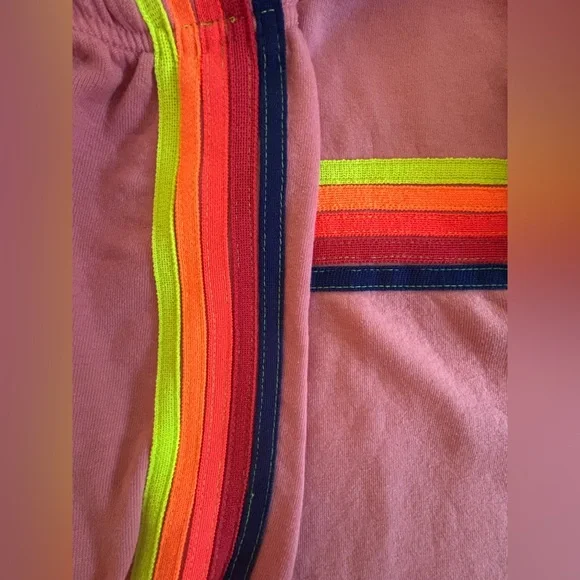 Aviator Nation 🌈 Pink Neon Stripe Zip Hoodie (M) & Sweatpants (XS) Set - Picture 4 of 10